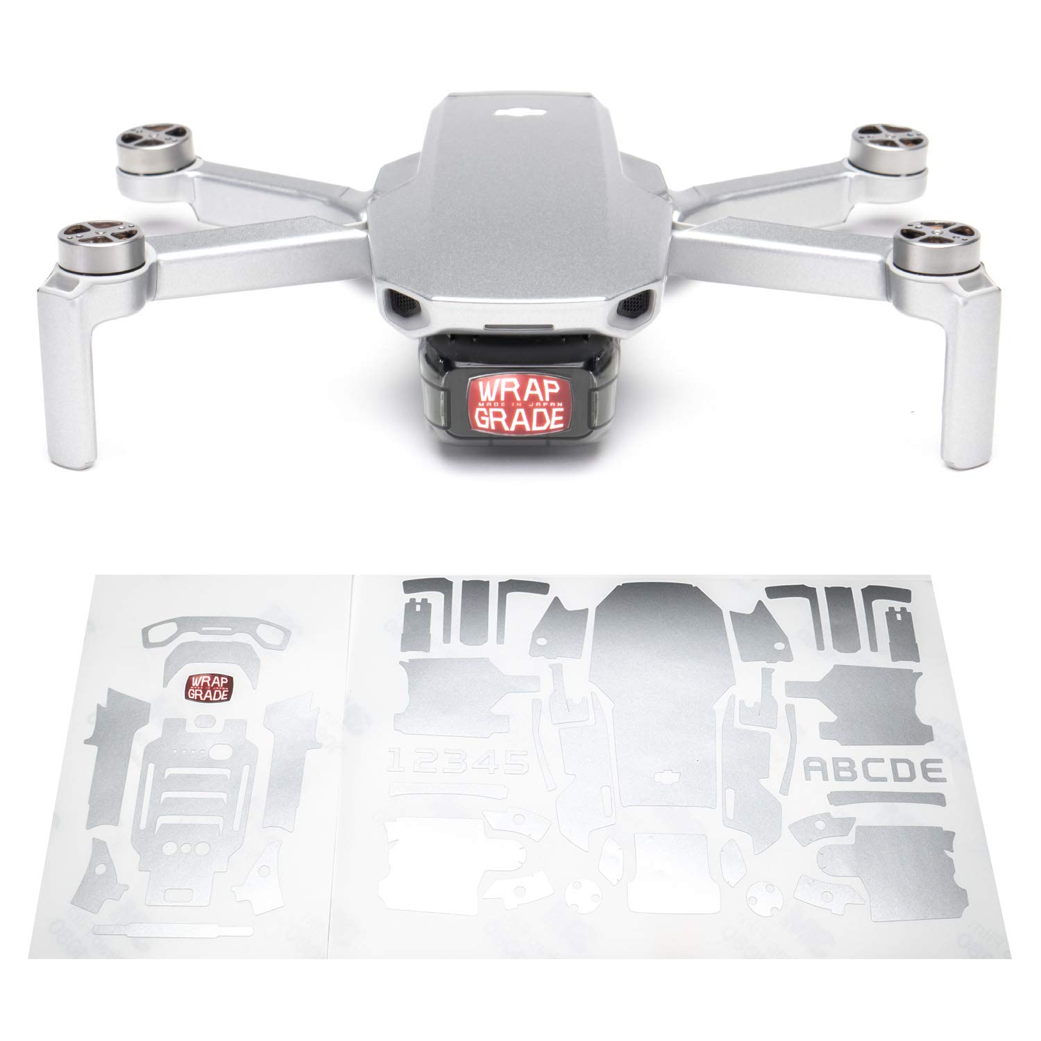 Wrapgrade Skin Sticker Set Compatible with DJI Mini 2 (AIRFORCE SILVER)