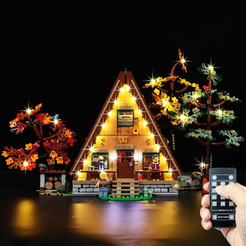 Kyglaring LED Lighting Kit Compatible with Lego A-Frame Cabin 21338 Building Blocks, Upgrade Remote Control Lighting Accessories for Lego 21338 Model Set (Not Model)