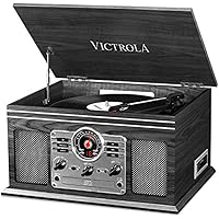 Victrola The Quincy 6-in-1 Bluetooth Record Player & Multimedia Center with Built-in Speakers – 3-Speed Turntable, CD & Casse