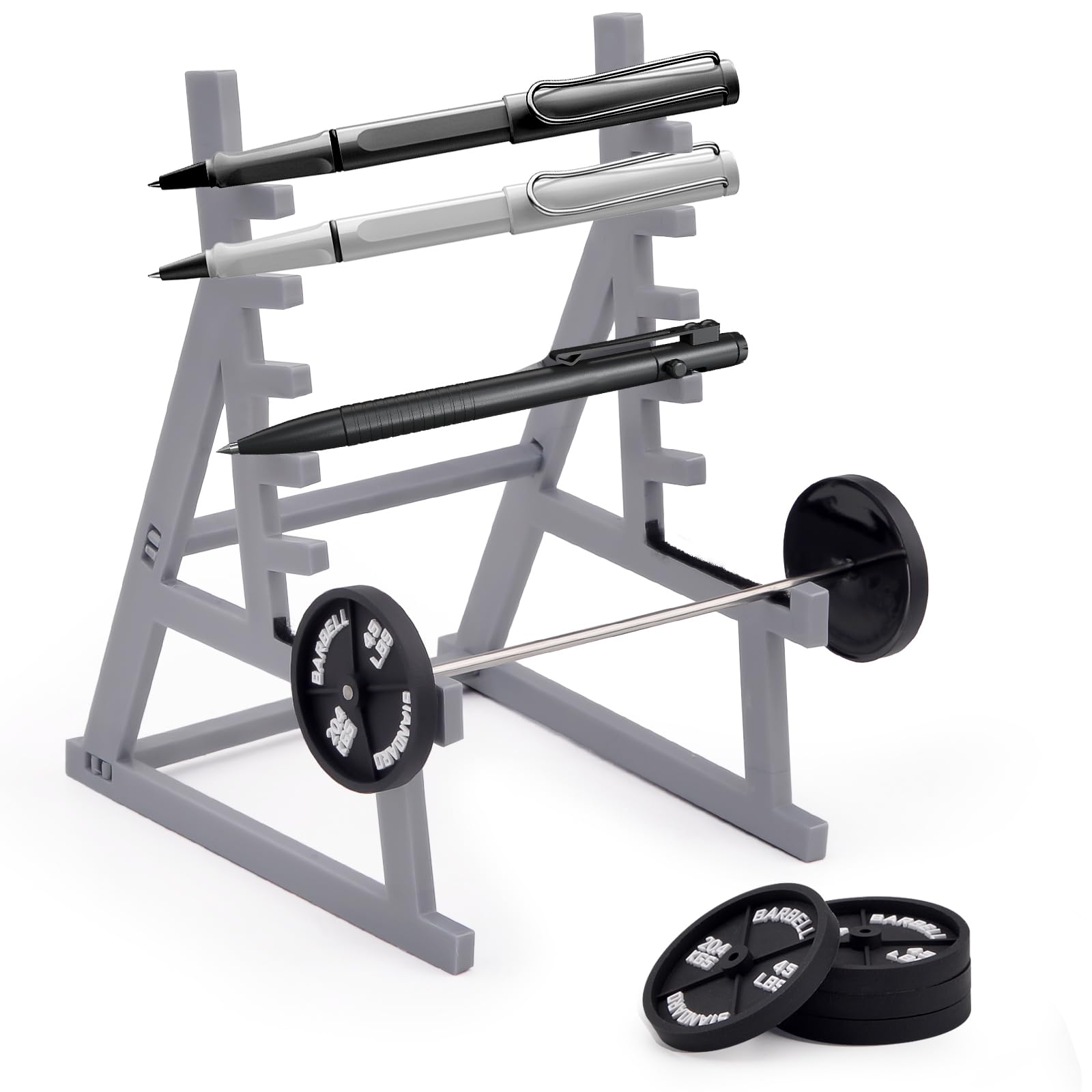 Vibbang Squat Rack Pen Holder, Mini Pencils Holder for Gym Theme, with Barbells & Weights, Rack Display Holder for All Fitness Enthusiasts & Weightlifting Fans