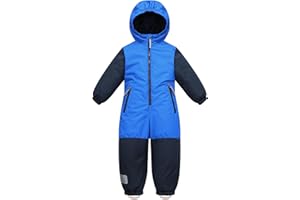 Owntop One Piece Snowsuit Toddler, Waterproof Kids Snow Suits, Winter Jacket Hooded for Snowboarding Skiing (Blue, 104)