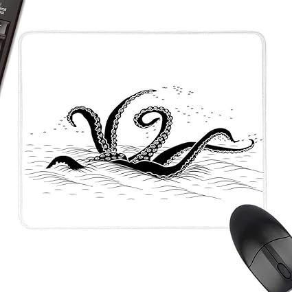 Amazon Co Jp タコ 特大マウスパッド モンスタークラーケン タコ 触手アンカー付き 海 レトロスタイル アートイラスト コンピュータ ノートパソコン オフィス 家庭用 ブルーホワイト 11 8 X9 8 30cm 25cm パソコン 周辺機器