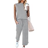 CHICZONE Two Piece Summer Sets for Women Casual Travel Vacation Outfits Wide Leg Crop Pants Lounge Sets