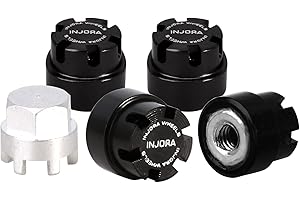 INJORA M2 Wheel Nuts Cap Locking Hubs Wheel Upgrade Parts for Axial SCX24 Deadbolt JLU Gladiator Bronco RC Crawler Car(Black)