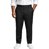 GATMSTZ Big &amp; Tall Men&lsquo;s Dress Pants Straight Leg Trouser with Elastic Waistband for Suit Separates &amp; Business Wear