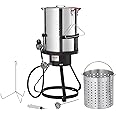 VEVOR Seafood Boiling Kit & Turkey Fryer, 30-qt Boiler Steamer Cooker Set, Outdoor Aluminum Frying Pot, 54,000 BTU Burner Propane Gas Boiler, Gifts for Thanksgiving Day