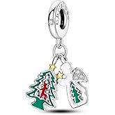Parmuz 925 Sterling Silver Christmas Charm for Bracelet Snowflake Dangle Beads Santa Claus Snowman Deer Charm Gifts for Women