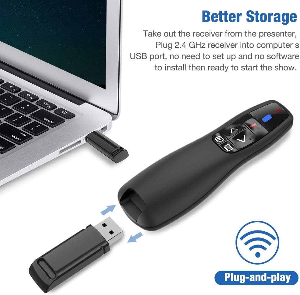 BEBONCOOL Wireless Presenter Remote, 2.4GHz Wireless USB Presenter PowerPoint Remote PPT Clicker for Presentation : Electronics