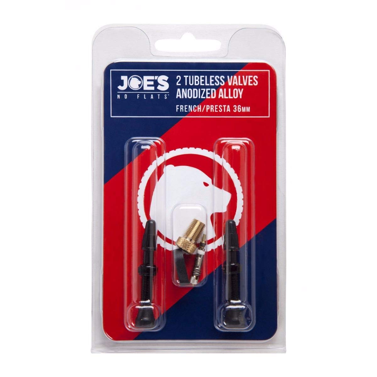 JOES NO FLATS, TUBELESS ANODIZED BLACK PRESTA VALVES (PAIR) 36MM