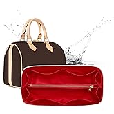 Doxo Small Purse Organizer Insert for Lv Speedy 20, Neverfull BB, Alma BB, Onthego BB and Anjou Mini, Bag Insert for Small Handbags, Ultra-lightweight Waterproof Bag Inner Shaper with Zipper (Red, S)