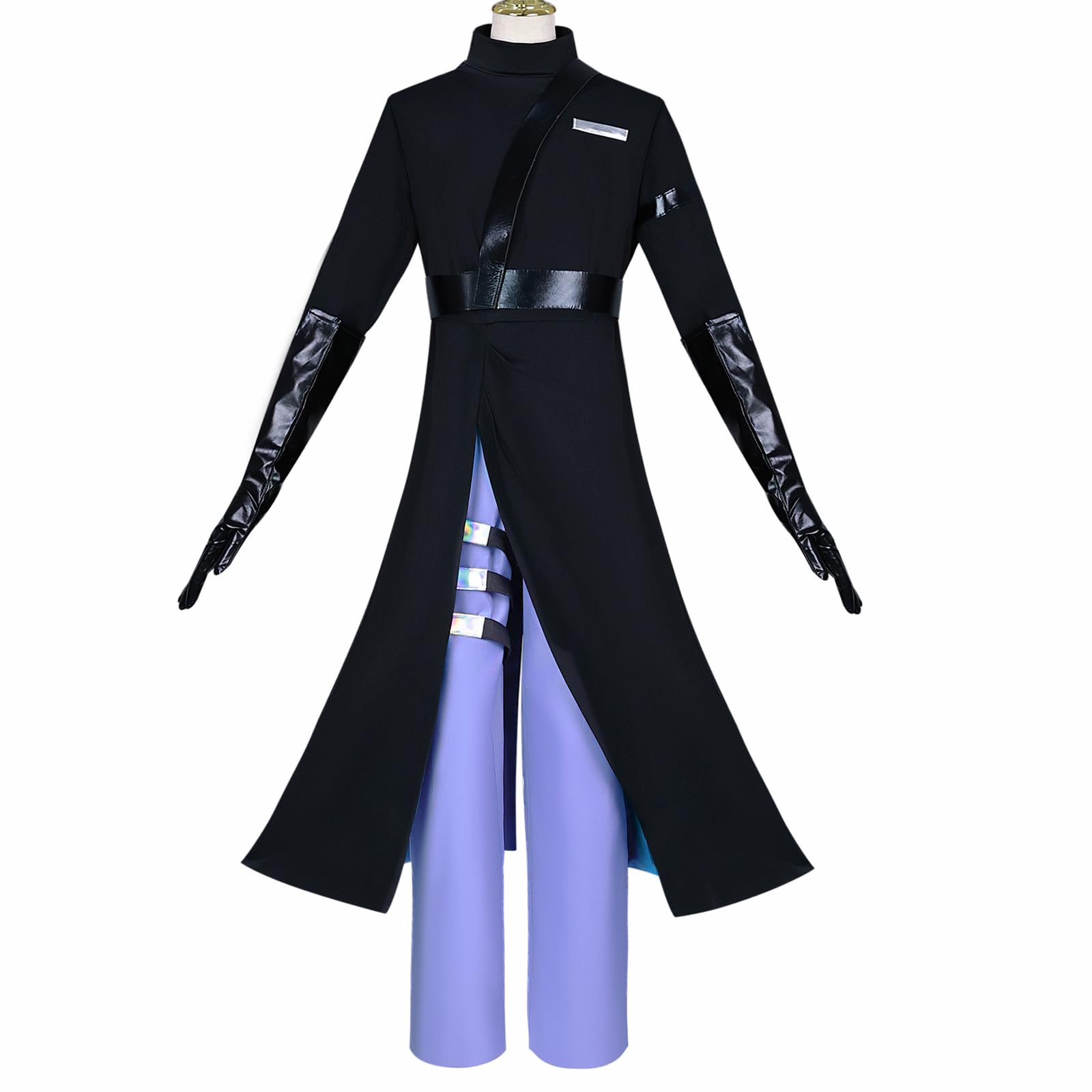 Photo 1 of SML UPUPCOS Men's Cosplay Costume Black Coat Purple Pants Gloves Uniform Full Set Halloween Party Outfit