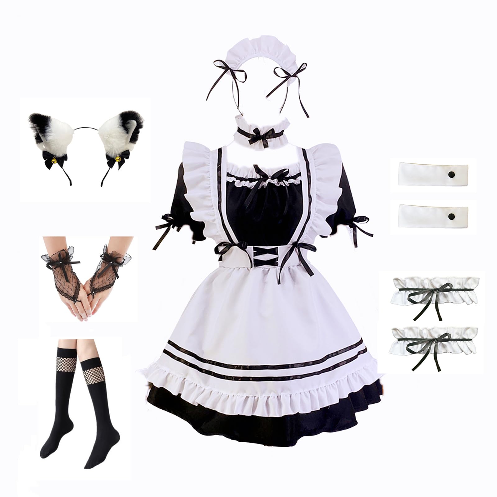 Japanese Maid Cat Cosplay Costume Anime Halloween Outfit Set, Cute ...