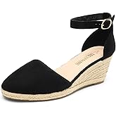 DREAM PAIRS Women's Espadrilles Closed Toe Ankle Strap Dressy Platform Wedge Sandals