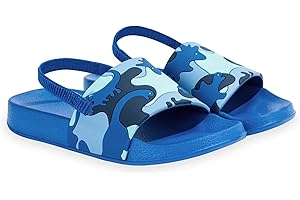 FUNCOO PLUS Toddler Slide Sandals Boys Girls Water Shoes Kids Slip On Sandal with Back Strap for Outdoor Summer Beach
