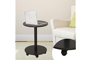 Vorriop Pedestal Table on Wheels TV Tray Table, Rotating Couch Round Tables, Small Side Table for Living Room and Bedroom Sofas, Beds, Mini Coffee Tables, (H) 22.4 *(W) 11.8 (Assembly Required)