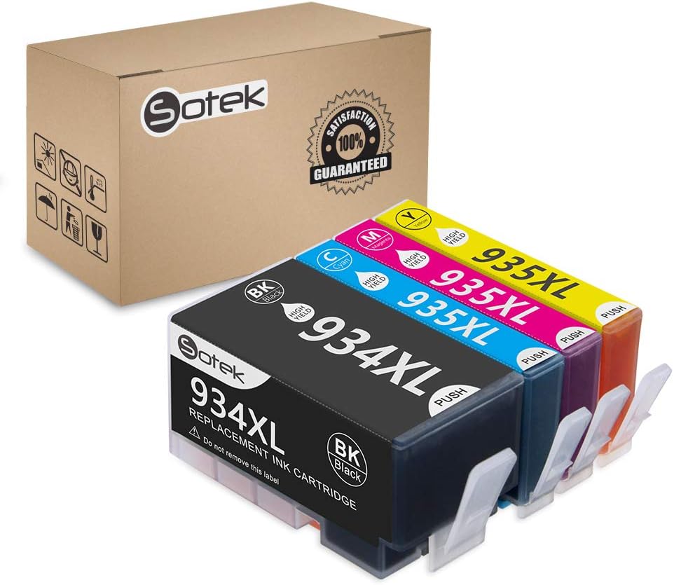 Sotek Compatible Ink Cartridge Replacement for 934XL 935XL Officejet Pro 6830 6230 6815 6835 6812 6820 6220 (BK/C/M/Y, 4-Pack)