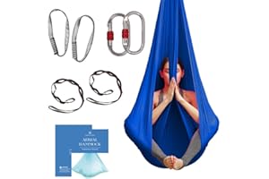 Aum Active Aerial Yoga Hammock - Durable Aerial Silk with Extension Straps, Carabiners, and Pose Guide - Aerial Silks for Home, Antigravity Yoga, Inversion Exercises, Yoga Starter Kit for All Levels