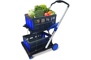 Two Layers Folding Shopping Cart | Multi Use Functional Collapsible Carts | Collapsible Grocery Carts | Shopping Cart with St