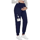 PACBREEZE Women's Maternity Scrubs with 6 Pockets, Workwear Maternity Jogger Scrubs Pregnancy Pants, S-XXL