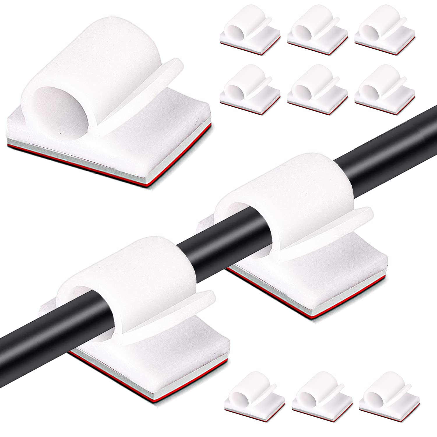 Tomario Cable Clips, 350PCS USB HDMI Cable Wire Management Holder Round Cable Tidy Clips for Desk Wall Workshop Home Office Outdoors Light Christmas Fairy Light