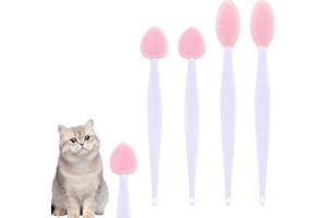 JJUNW 4Pcs Cat Acne Chin Treatment, Cat Acne Brush Set, Black Seed Exfoliating Brush, Dual Sided Silicone Cat Brush, for Cats Chin Acne and Blackhead Exfoliation