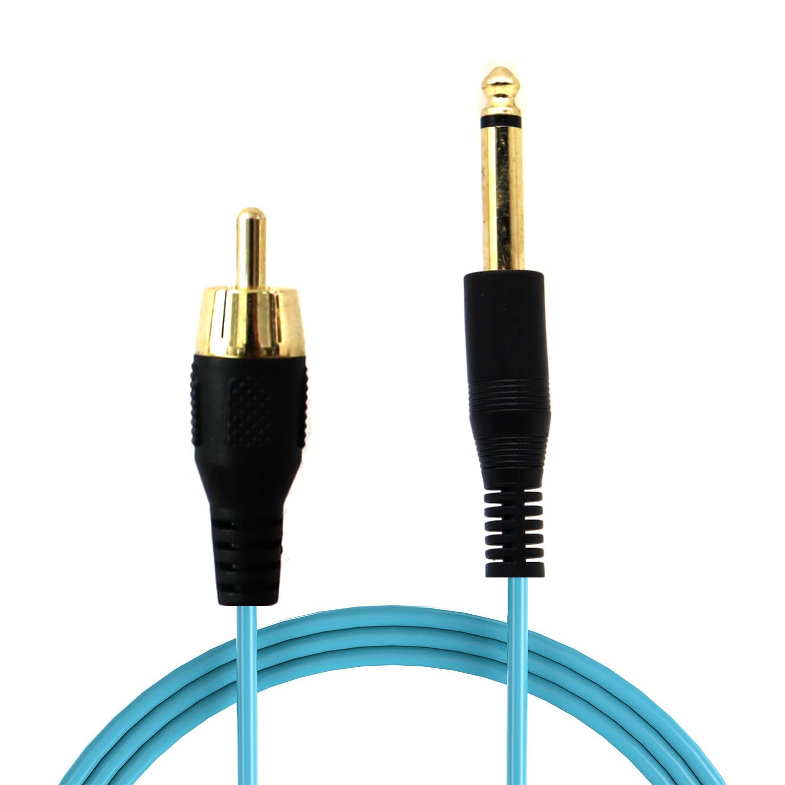 Tattoo Clip Cord Gold-plated Cable, AWADUO Professional Rubber Tattoo Clip Line Cable 6.35mm to RCA OD 2.2 Cords for Tattoo Pen/Rotary Tattoo Machine(Blue/1.8M)