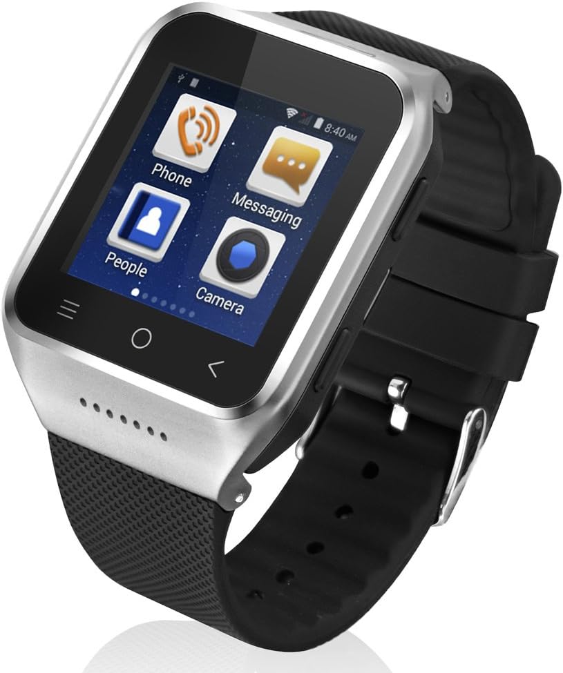 ZGPAX S8 Android 4.4 Dual Core Smart Watch Phone,1.54inch LG Multi-point Touch Screen,3G WCDMA,Bluetooth 4.0,Bulit-in GPS,2M Camera (Silver)