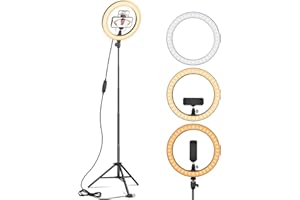 AIXPI Ring Light 10" with 67" Extended Tripod Stand & Phone Holder for YouTube Video, Camera Led Ring Light for Streaming, Makeup, Selfie Photography Compatible with iPhone Android