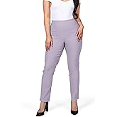 FITSIGHT Women's Yoga Dress Pants - Strechy Straight Leg Work Pants with 5 Pockets Slim Fit Office Casual Slacks (US, Numeric, 16, Regular, Petite, Purple Heather, Regular)