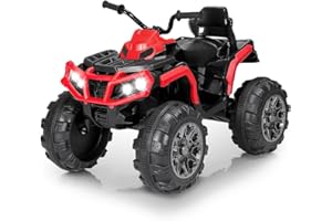 TCARAIWEN 24V Kids Ride on ATV 4 Wheelers for Kids 3-10 Years Old with Music Player, All Terrain Tires, Kids Ride on Cars, Red