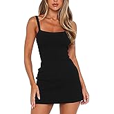 MISSJOY Women's 2026 Summer Ribbed Bodycon Casual Square Neck Sleeveless Tank Top Club Party Mini Dresses