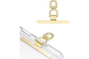 Dadanism Phone Tether Tab, 360° Rotatable Cell Phone Lanyard Patch Ultra-Thin Stainless Steel Universal Lanyard Pad for Phone Lanyard, Compatible with iPhone 16 & Most Smartphones, Gold