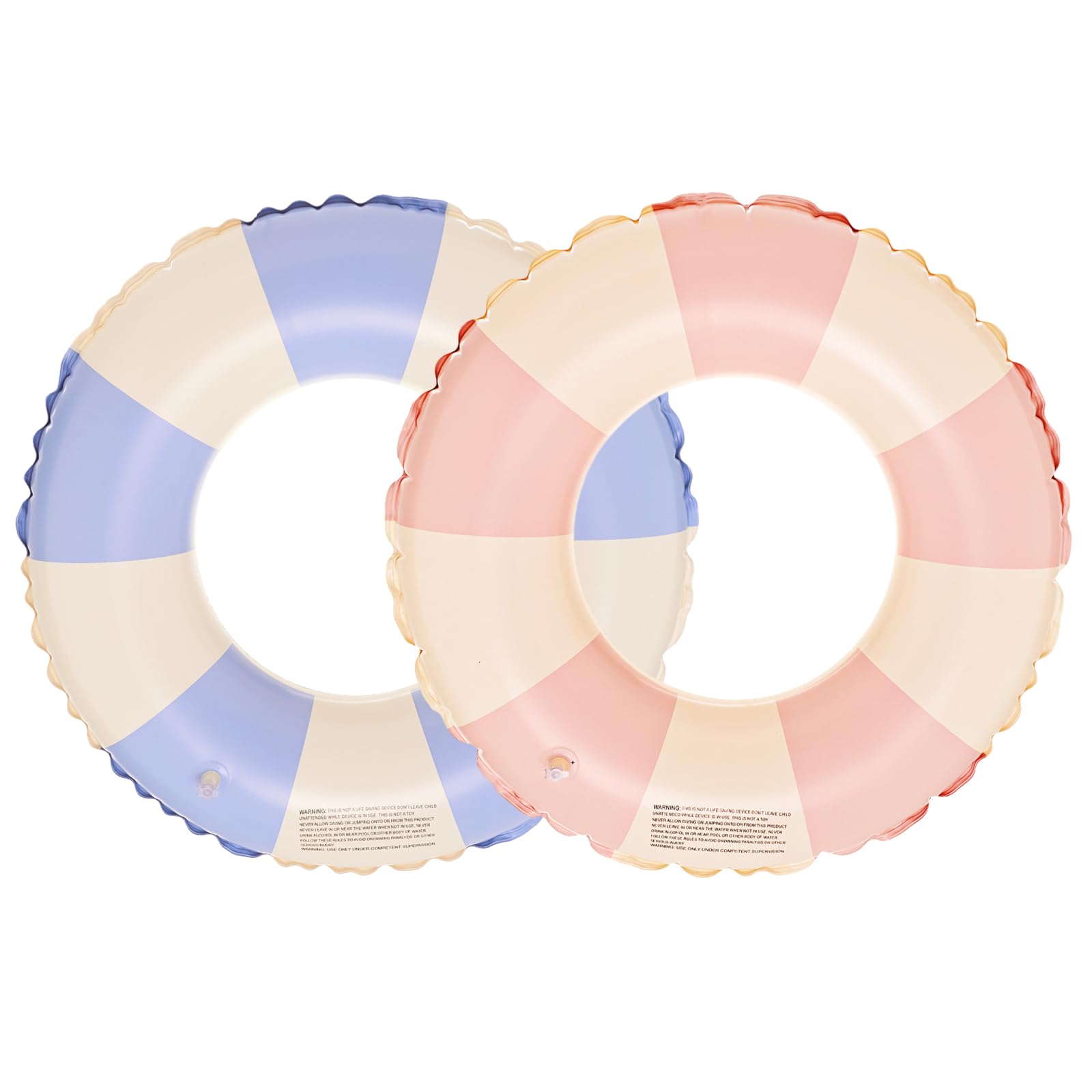 Aitsite 2PCS Stripe Inflatable Swimming Rings for Adults, Floating Swimming Ring, Transparent Pool Floats with Sequin, Rubber Ring for Adults 100Cm, For Summer Pool Party And Water Sports