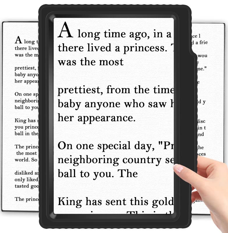 JUOIFIP 5X Magnifying Glass for Reading, Large and Lightweight Magnifier Provide Full Page Viewing Area, Perfect Handheld Magnifier for Reading Small Prints and Low Vision Person Black Handheld