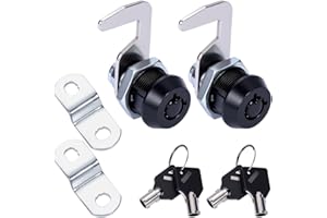 WOOCH Toolbox Lock Tubular Cam Replacement Lock Hook Cam Keyed Alike (5/8 Inch, Black, 2 Pack)