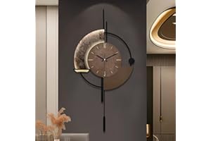Wall Clock,Decorative Wall Clocks with Pendulum,Silent Quality Quartz Clock Battery Operated,Large Clock for Living Room,Kitc