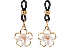 FLOGWE 2Pcs Pearl Faux Nipple Rings for Women, Non-Piercing Dangle Nipple Ring, Nipple Noose,Fake Nipple Piercing Jewelry