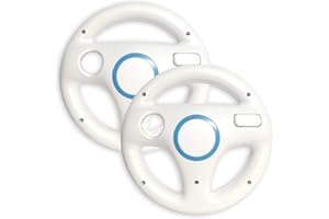 Old Skool Mario Kart Racing Wheel Compatible with Nintendo Wii and Wii U 2 Pack - White