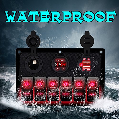 image for DCFlat 5 Pin 4 Gang / 6 Gang Car Marine Boat Circuit RV LED Rocker Swi