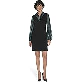 Tommy Hilfiger Womens Long Sleeve Collared Twofer Shift Mini Dress