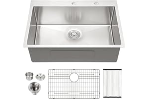 Lordear 30 Kitchen Sink 30 inch Drop In Kitchen Sink Stainless Steel 16 Gauge Single Bowl Topmount R10 Tight Radius Kitchen Sink Basin