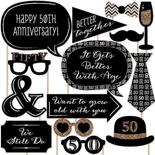50th anniversary - photo booth props kit - 20 count