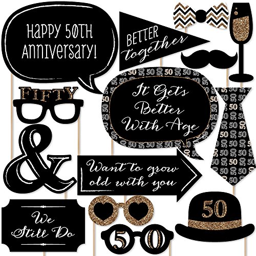 50th Anniversary - Photo Booth Props Kit - 20 Count