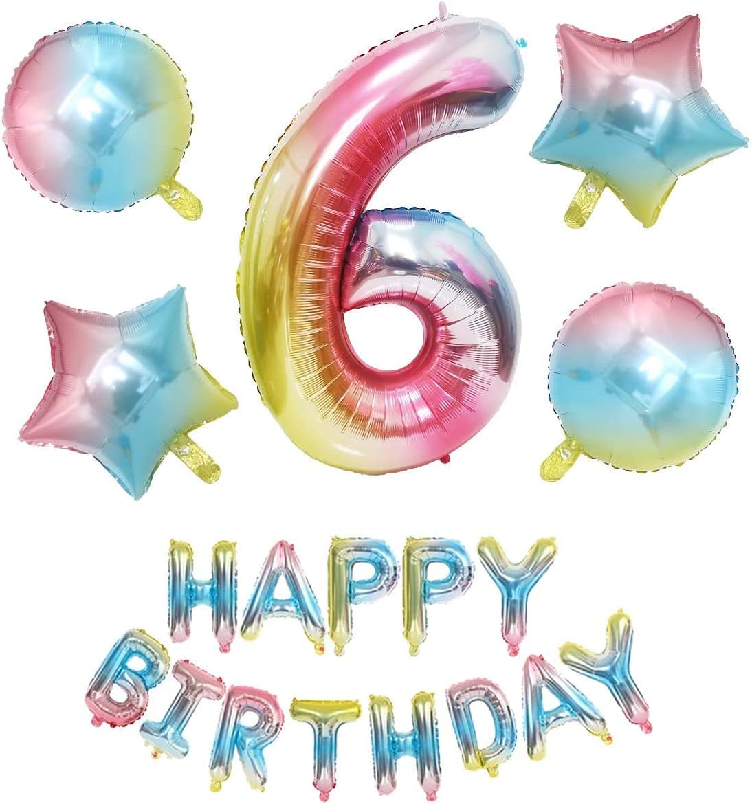 ANCLLO 40 Inch Balloon Rainbow Gradient Colorful Big Number Balloons for Happy Birthday Party Decorations-Number 6 - Image 5