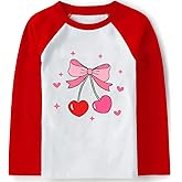 Girls Valentines Shirt Cute Love Heart Graphic T-Shirt Toddler Raglan Long Sleeve Ladybug Tops Kids Valentine's Tee 2-12T