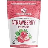 Nature Restore USDA Certified Organic Freeze Dried Strawberry Powder, 8 Ounces, Non GMO, Gluten Free, Vegan