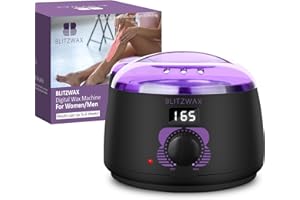 BLITZWAX Brazilian and Bikini Wax Pot for Women, Hard Waxing Warmer for Face, Legs and Body, At Home Hair Removal Machine, Beginner Friendly, Digital Fast Heating, 16oz Capacity