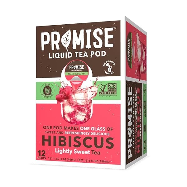 PROMISE TEA BY JAVA HOUSE – COLD-BREWED TEA CONCENTRATE PODS – ETHICALLY SOURCED – HIBISCUS LIGHTLY SWEET TEA – PACK OF 12