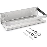 OwnMy 10 Inch Bathroom Shower Shelf Stainless Steel Bath Kitchen Basket Shower Caddy Rack, Rust Proof Metal Bathroom Storage Floating Shelves Wall Mounted Shower Corner Rectangular Shelf (Silver)