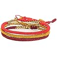 COLORFUL BLING Handmade Weave Tibetan Buddhist Woven Knots Bracelets Mens Womens Lucky Red String Bracelets for Protection Jewelry